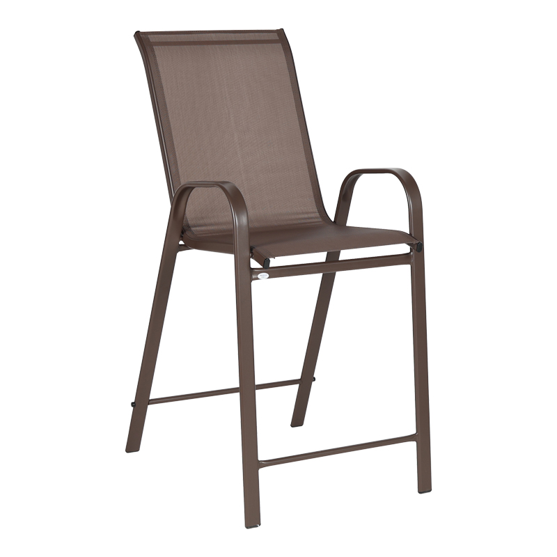 Stol bari me lartësi mesatare Calan pakoworld metal kafe e errët-textilene në ngjyrë kafe 55x70x114cm