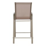 Stol bari me lartësi mesatare Calan pakoworld metal shampanjë-tekstilen në ngjyrë kafe të çelur 55x70x114cm