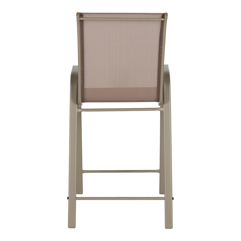 Stol bari me lartësi mesatare Calan pakoworld metal shampanjë-tekstilen në ngjyrë kafe të çelur 55x70x114cm