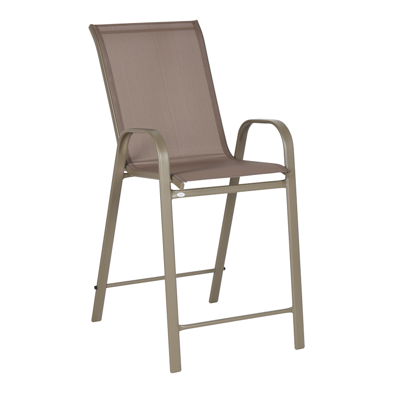 Stol bari me lartësi mesatare Calan pakoworld metal shampanjë-tekstilen në ngjyrë kafe të çelur 55x70x114cm