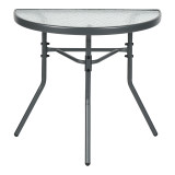 Tavolinë gjysmërrethore Bion pakoworld xham-metal në ngjyrë gri të errët 70x40x65cm