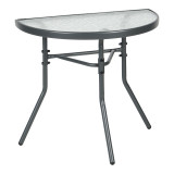 Tavolinë gjysmërrethore Bion pakoworld xham-metal në ngjyrë gri të errët 70x40x65cm