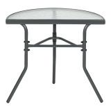 Tavolinë gjysmërrethore Bion pakoworld xham-metal në ngjyrë gri të errët 70x40x65cm