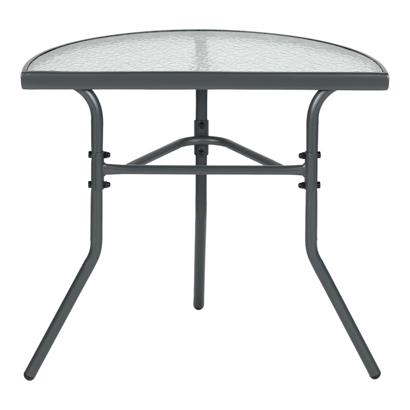 Tavolinë gjysmërrethore Bion pakoworld xham-metal në ngjyrë gri të errët 70x40x65cm