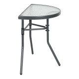 Tavolinë gjysmërrethore Bion pakoworld xham-metal në ngjyrë gri të errët 70x40x65cm