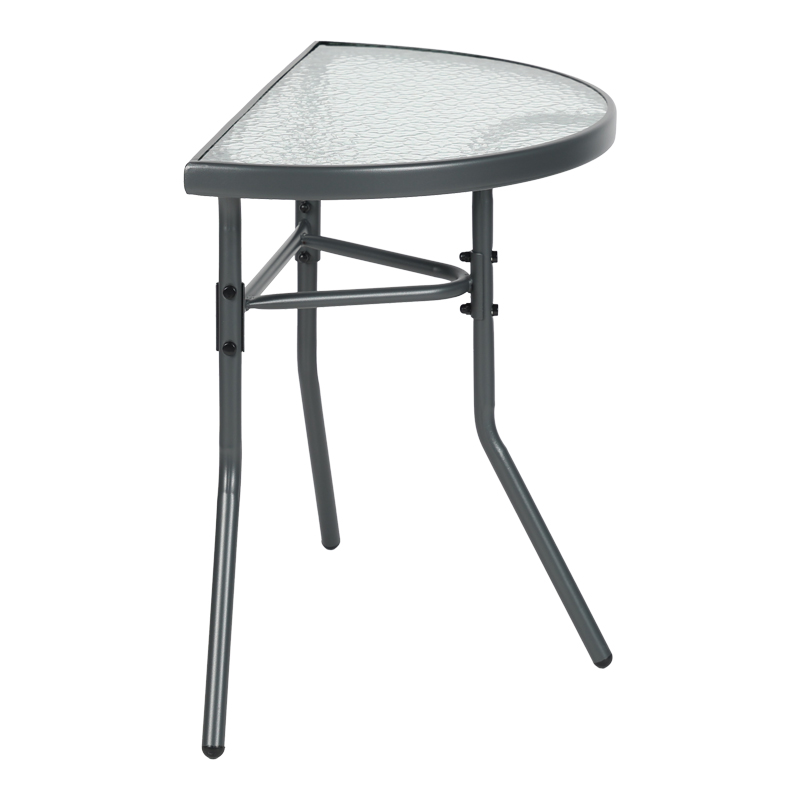 Tavolinë gjysmërrethore Bion pakoworld xham-metal në ngjyrë gri të errët 70x40x65cm