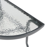 Tavolinë gjysmërrethore Bion pakoworld xham-metal në ngjyrë gri të errët 70x40x65cm
