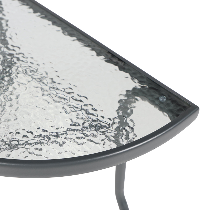 Tavolinë gjysmërrethore Bion pakoworld xham-metal në ngjyrë gri të errët 70x40x65cm