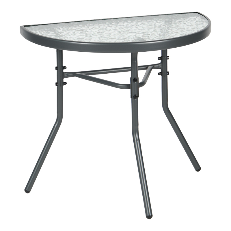 Tavolinë gjysmërrethore Bion pakoworld xham-metal në ngjyrë gri të errët 70x40x65cm