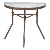 Tavolinë gjysmërrethore Bion pakoworld xham-metal në ngjyrë kafe 70x40x65cm