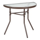 Tavolinë gjysmërrethore Bion pakoworld xham-metal në ngjyrë kafe 70x40x65cm