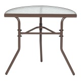 Tavolinë gjysmërrethore Bion pakoworld xham-metal në ngjyrë kafe 70x40x65cm