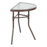 Tavolinë gjysmërrethore Bion pakoworld xham-metal në ngjyrë kafe 70x40x65cm