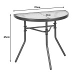 Tavolinë gjysmërrethore Bion pakoworld xham-metal në ngjyrë kafe 70x40x65cm