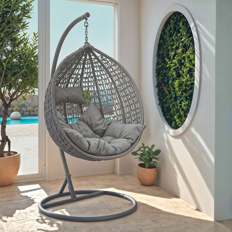 Zafer pakoworld varëse lëkundëse metal-pp- jastëk në ngjyrë gri 106x103x200cm