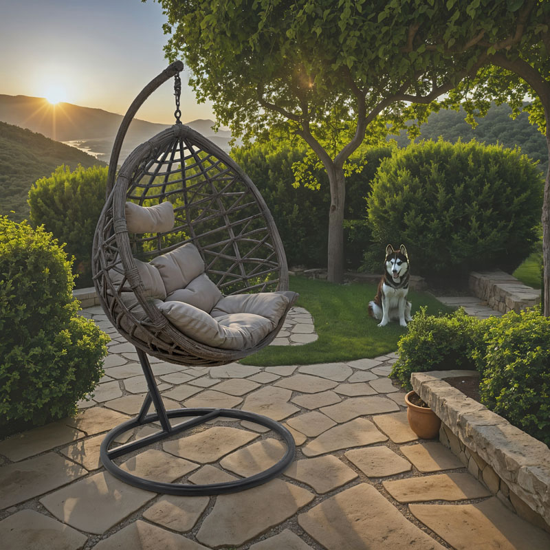 Varëse lëkundëse Hudson pakoworld metal-pp-jastëk në ngjyrë gri 109x119x195cm