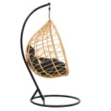 Varëse lëkundëse Hudson pakoworld metal i zi-pp natyral-jastëk i zi 109x119x195cm