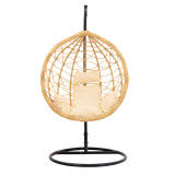 Varëse lëkundëse Hudson pakoworld metal i zi-pp natyral-jastëk bezhë 109x119x195cm