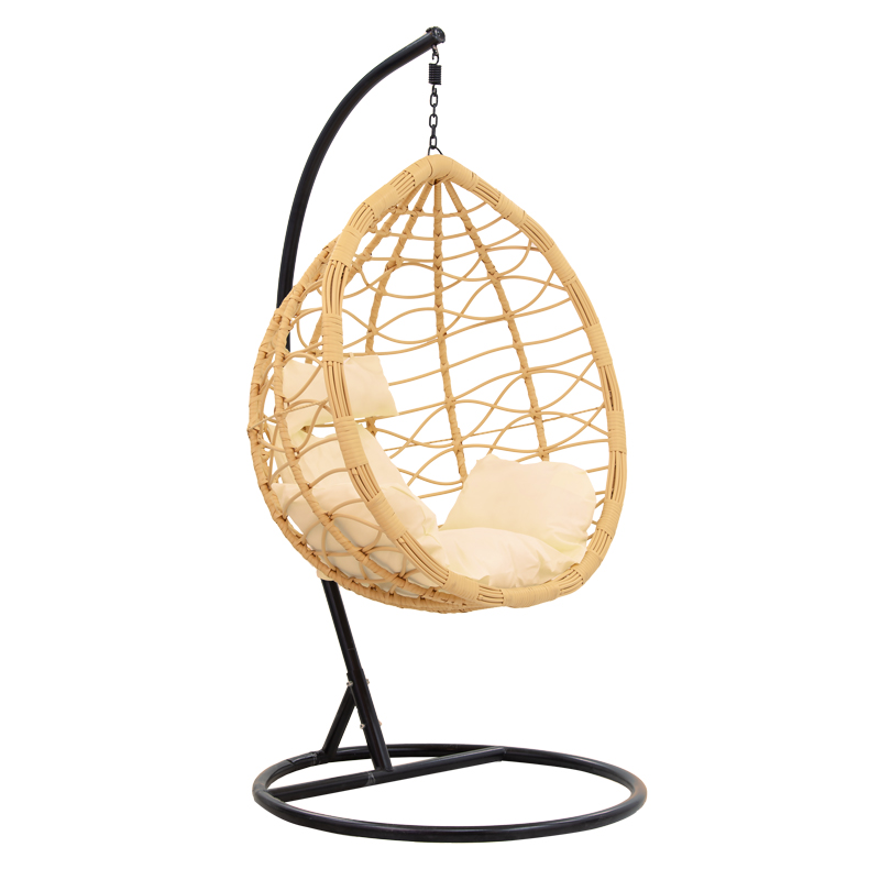 Varëse lëkundëse Hudson pakoworld metal i zi-pp natyral-jastëk bezhë 109x119x195cm