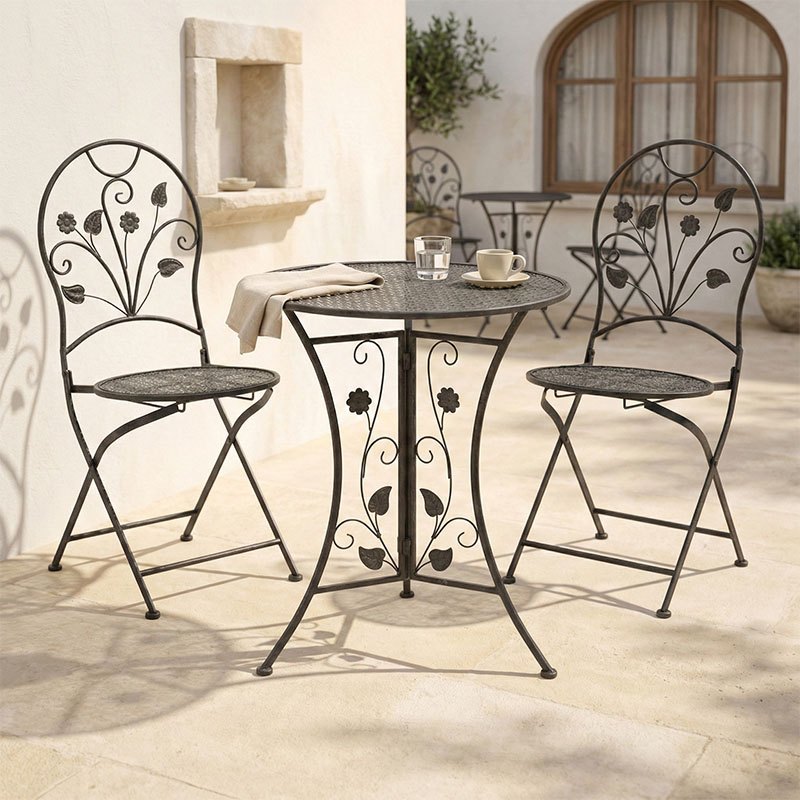 Set ngrënieje 3 copë Abriel pakoworld metal antik antracit