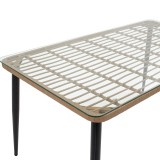 Tavolinë Naoki pakoworld metal i zi-PE natyral-xham 160x90x78cm