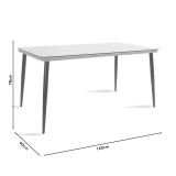 Tavolinë Naoki pakoworld metal i zi-PE natyral-xham 160x90x78cm
