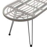 Tavolinë Naoki pakoworld metal e zezë-pe gri-xham 100x45x46cm