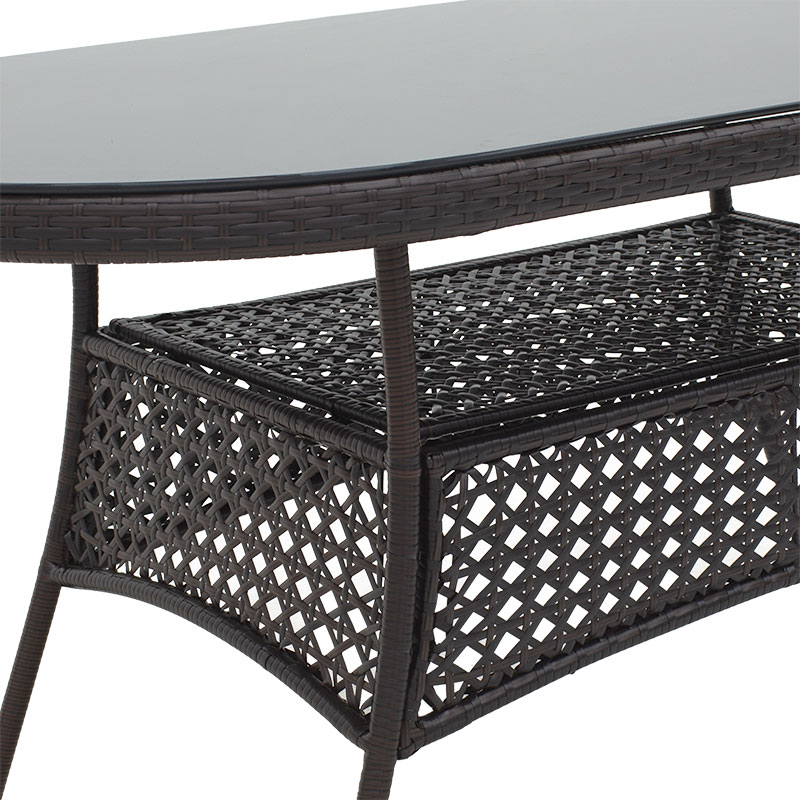 Tavolinë Cellin pakoworld metal-pe rattan kafe 160x80x77cm