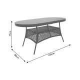 Tavolinë Cellin pakoworld metal-pe rattan kafe 160x80x77cm