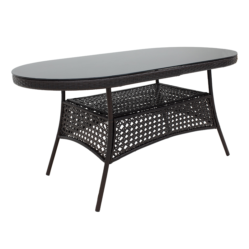 Tavolinë Cellin pakoworld metal-pe rattan kafe 160x80x77cm