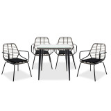 Set ngrënieje Naoki 5 copë pakoworld metal i zi PE gri