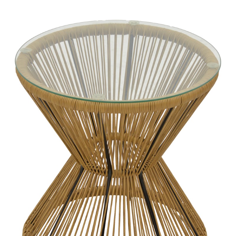 Tavolinë Mabil pakoworld rattan natyral-xham D50x55cm