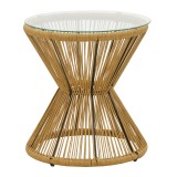 Tavolinë Mabil pakoworld rattan natyral-xham D50x55cm