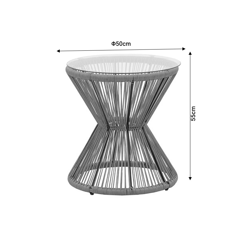 Tavolinë Mabil pakoworld rattan natyral-xham D50x55cm