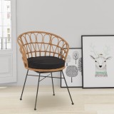Fotel Felicia pakoworld rattan natyral-këmbë metalike të zeza D60x81cm