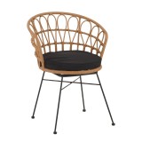 Fotel Felicia pakoworld rattan natyral-këmbë metalike të zeza D60x81cm