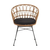 Fotel Felicia pakoworld rattan natyral-këmbë metalike të zeza D60x81cm