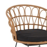 Fotel Felicia pakoworld rattan natyral-këmbë metalike të zeza D60x81cm
