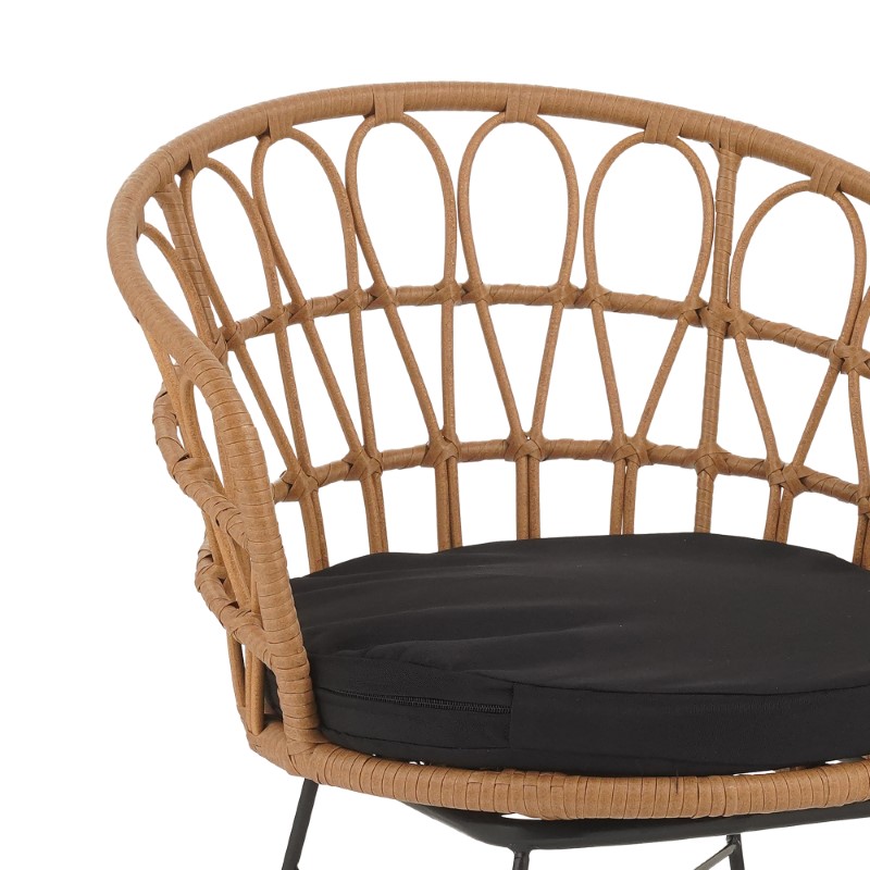 Fotel Felicia pakoworld rattan natyral-këmbë metalike të zeza D60x81cm
