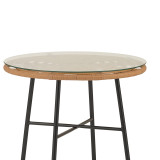 Tavolinë Gaus pakoworld metal i zi-PE natyral-xham D60x74cm