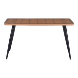 Tavolinë Naoki Pakoworld xhami-pe rattan në përfundim druri natyral me këmbë të zeza 140x80x78cm
