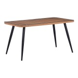 Tavolinë Naoki Pakoworld xhami-pe rattan në përfundim druri natyral me këmbë të zeza 140x80x78cm