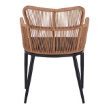 Naoki Pakoworld Fotel pe rattan -metal në Finiturë Natyrale me Këmbë/Jastëk të Zinj 59x62.5x82cm