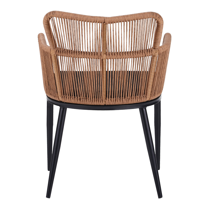 Naoki Pakoworld Fotel pe rattan -metal në Finiturë Natyrale me Këmbë/Jastëk të Zinj 59x62.5x82cm