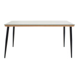 Set tavoline ngrënieje Naoki 7 copë pakoworld metal i zi-pe natyral-xham 160x90x78cm