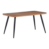 Set tavoline ngrënie Naoki 5 copë pakoworld xham-pe rattan në nuancë natyrale me këmbë të zeza 140x80x78cm