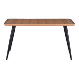 Set tavoline ngrënie Naoki 5 copë pakoworld xham-pe rattan në nuancë natyrale me këmbë të zeza 140x80x78cm