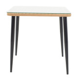 Set tavoline ngrënie Naoki me 3 copë pakoworld metal i zi-pe natyral-xham 80x80x78cm