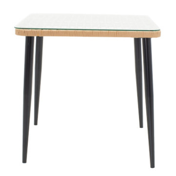 Set tavoline ngrënie Naoki me 3 copë pakoworld metal i zi-pe natyral-xham 80x80x78cm
