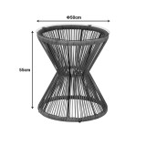 Tavolinë Mabil pakoworld xhami -rattan pe në ngjyrë gri D50x55cm